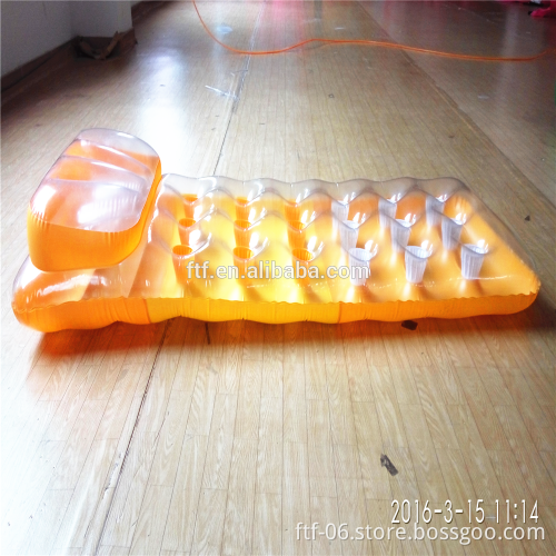 yellow PVC transparent the water inflatable lounge chair,inflatable air mattres,inflatable floating mat,ice bucket